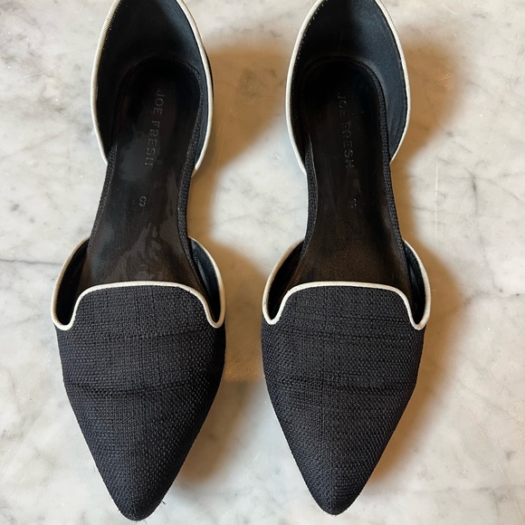 Joe Fresh - black and white linen flats size 8 - Picture 2 of 5